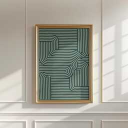 Teal Maze Poster - Minimal Geometric Wall Art Abstract Line Print - thumbnail 3