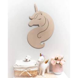 Unicorn & Stars Plain Craft Shapes Wall Decorations Birchwood Wooden Laser Cut - thumbnail 2