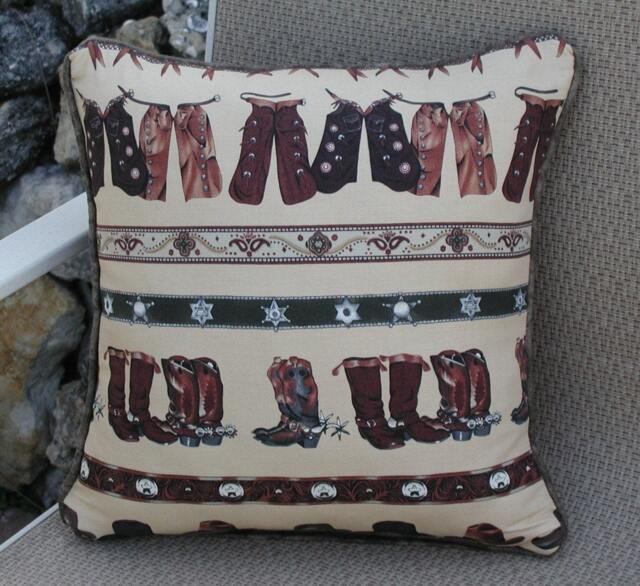 Chaps & Boots Pillow, Western Throw Pillows, Cowboy Gear Country Ranch Decor, Toss Rustic Home Decor - image 1