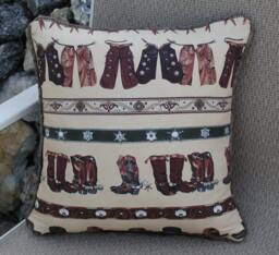 Western Cowboy Boots & Chaps Pillow, Rustic Ranch Decor