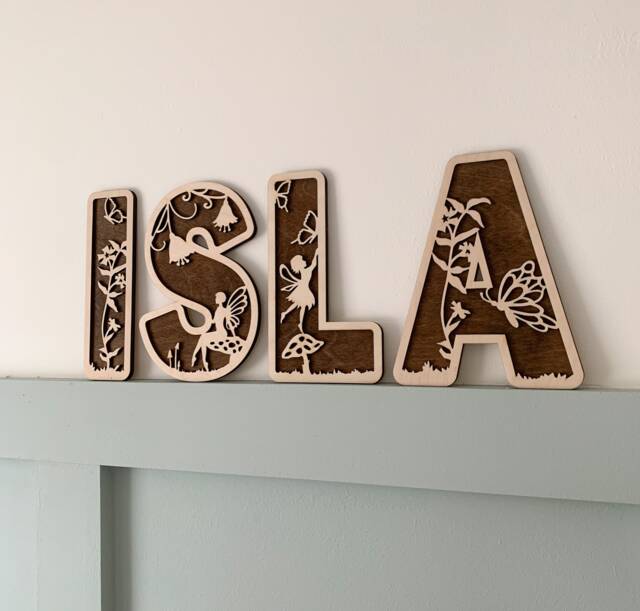 Fairy Letters, Name Sign Wood, Sign, Personalised Name Sign, Custom Decor, Theme Wall Art - image 1