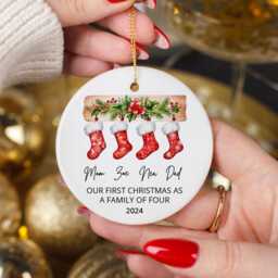 Personalized Family Christmas Ornament Custom Ceramic Keepsake - thumbnail 3