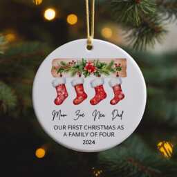 Personalized Family Christmas Ornament Custom Ceramic Keepsake - thumbnail 2