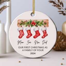Personalized Family Christmas Ornament Custom Ceramic Keepsake - thumbnail 4