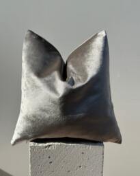 Iridescent Silver Grey Velvet Pillow Cover, Metallic Throw Pillow, Gray Textured Accent Custom Size, Modern Cushion Cover