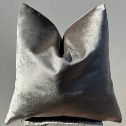 Iridescent Silver Grey Velvet Pillow Cover, Metallic Throw Pillow, Gray Textured Accent Custom Size, Modern Cushion Cover - thumbnail 2