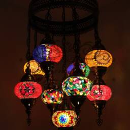 9 Ball Turkish Sultan Mosaic Chandelier Multi-Color - thumbnail 2