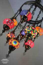 9 Ball Turkish Sultan Mosaic Chandelier Multi-Color - thumbnail 1
