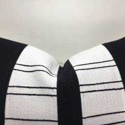 Vintage Turkish Kilim Pillow Cover, Black & White Lumbar Cushion - 16x24 - thumbnail 2