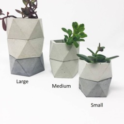 Large Geometric Concrete Planters, Icosahedron, Succulent Planter, Modern Cement Tealight - thumbnail 4