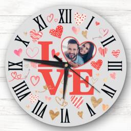 Love Photo Valentine's Day Gift Birthday Anniversary Grey Personalised Clock - thumbnail 1