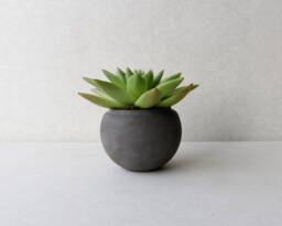 Dark Grey Sphere Concrete Planter - Handmade Succulent Pot