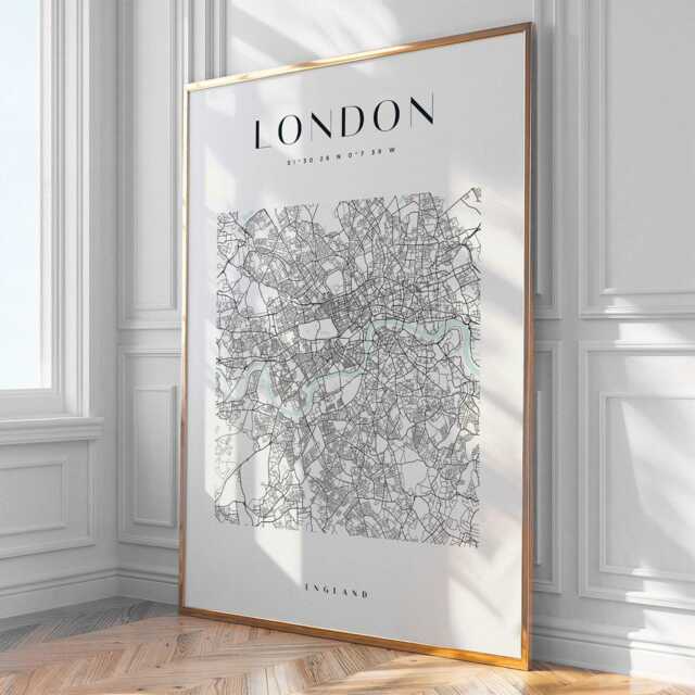 London City Map Print, Home Decor, Wall Art, Poster, Framed - image 1