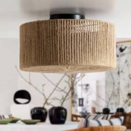 Lian - Rustic Ceiling Lamp Natural Rope For Boho & Scandinavian Decor Flush Mount Light Fixture - thumbnail 1