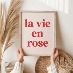 La Vie En Rose Wall Art - French Quote Print, Paris Bedroom Decor, Romantic Typography Poster - thumbnail 2