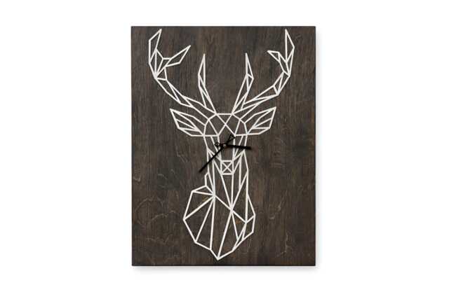 Geometric Deer Wall Clock - Rustic Woodland Wooden Decor - image 1