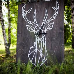 Geometric Deer Wall Clock - Rustic Woodland Wooden Decor - thumbnail 3