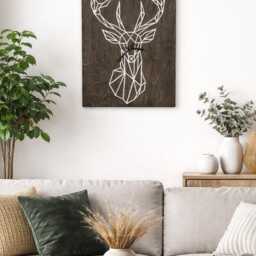 Geometric Deer Wall Clock - Rustic Woodland Wooden Decor - thumbnail 2