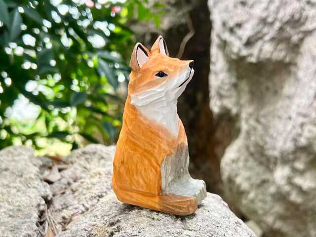 Custom Handcrafted Red Fox Figurine Wooden Decor, Art Carving For Housewarming, Handmade Wood Animal Lovers - image 1