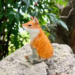 Custom Handcrafted Red Fox Figurine Wooden Decor, Art Carving For Housewarming, Handmade Wood Animal Lovers - thumbnail 3