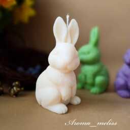 Handmade Easter Bunny Candle Soy & Beeswax, Eco-Friendly Decor - thumbnail 2
