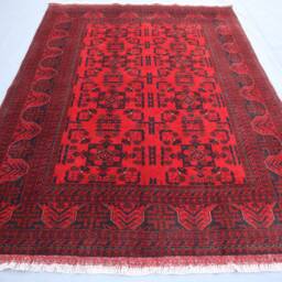 5x7 Red Afghan Rug - Khal Mohammadi Hand Knotted High Pile Wool Tribal Area Oriental Turkmen Living Room Bedroom Carpet - thumbnail 3