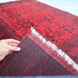 5x7 Red Afghan Rug - Khal Mohammadi Hand Knotted High Pile Wool Tribal Area Oriental Turkmen Living Room Bedroom Carpet - thumbnail 4