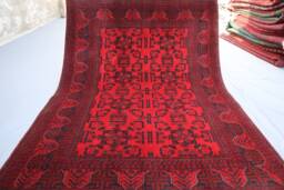 5x7 Red Afghan Rug - Khal Mohammadi Hand Knotted High Pile Wool Tribal Area Oriental Turkmen Living Room Bedroom Carpet - thumbnail 1