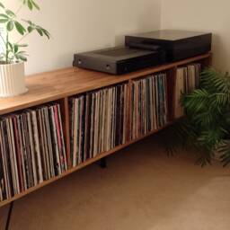 Vinyl Record Storage Unit, Solid Wood Assembled, Just Attach Legs - thumbnail 3