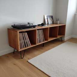 Vinyl Record Storage Unit, Solid Wood Assembled, Just Attach Legs - thumbnail 1