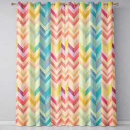 Abstract Multicolor Chevron Stripe Soft Pastel Zigzag Seamless Pattern Readymade Eyelet Ring Top Thermal 100% Blackout Curtains - thumbnail 2