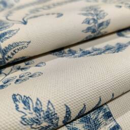 French Style Linen Blue/ Natural Eden Pattern Made To Measure Roman Blind, Curtains & Cushions - thumbnail 2