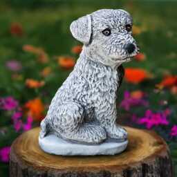 Concrete Border Terrier Statue Stone Dog Sculpture Outdoor Pet Figure Memorial Decoration Dog Lover Gift Garden & Home Art - thumbnail 1