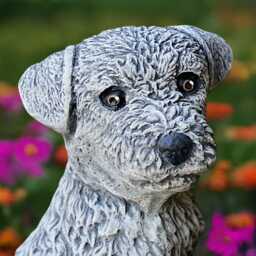 Concrete Border Terrier Statue Stone Dog Sculpture Outdoor Pet Figure Memorial Decoration Dog Lover Gift Garden & Home Art - thumbnail 3