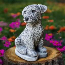 Concrete Border Terrier Statue Stone Dog Sculpture Outdoor Pet Figure Memorial Decoration Dog Lover Gift Garden & Home Art - thumbnail 2