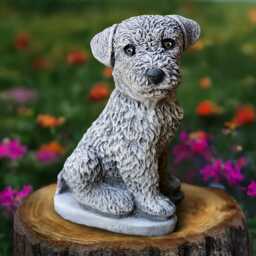 Concrete Border Terrier Statue Stone Dog Sculpture Outdoor Pet Figure Memorial Decoration Dog Lover Gift Garden & Home Art - thumbnail 4