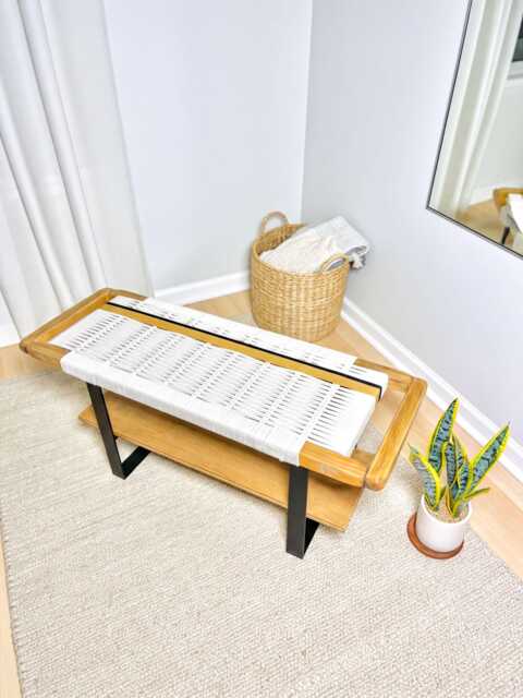Hand-Woven Entryway Bench Mcm Style End Of Bed & Mudroom Seating - Custom-Made, Multiple Sizes - image 1