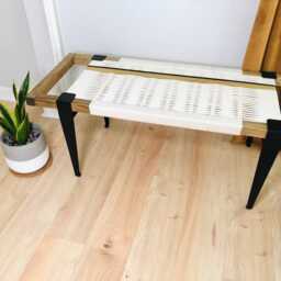 Hand-Woven Entryway Bench Mcm Style End Of Bed & Mudroom Seating - Custom-Made, Multiple Sizes - thumbnail 4