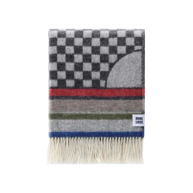 Geometric Wool Throw - Woven Checked Blanket Made Of Recycled Merino Black & White Contemporary Decor Gift For Him - image 1