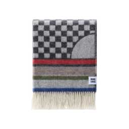 Geometric Wool Throw - Woven Checked Blanket Made Of Recycled Merino Black & White Contemporary Decor Gift For Him - thumbnail 1