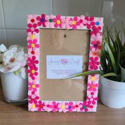 Pink Felt Flower Photo Frame 5 X 7 Inches