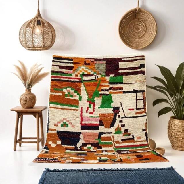 Handwoven Moroccan Boucherouite Rug, Recycled Textiles, Colorful Abstract Art Carpet - image 1