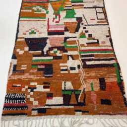 Handwoven Moroccan Boucherouite Rug, Recycled Textiles, Colorful Abstract Art Carpet - thumbnail 2