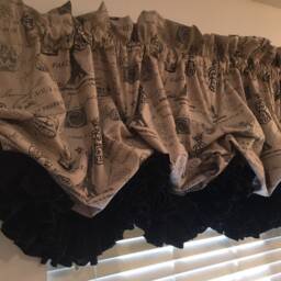 Black & Natural Parisian Toile Balloon Curtain With Double Ruffles - thumbnail 4