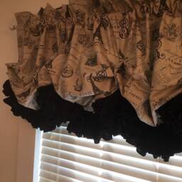 Black & Natural Parisian Toile Balloon Curtain With Double Ruffles - thumbnail 2