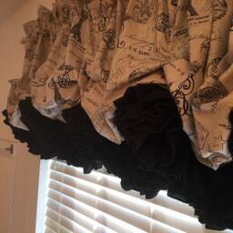 Black & Natural Parisian Toile Balloon Curtain With Double Ruffles - thumbnail 1