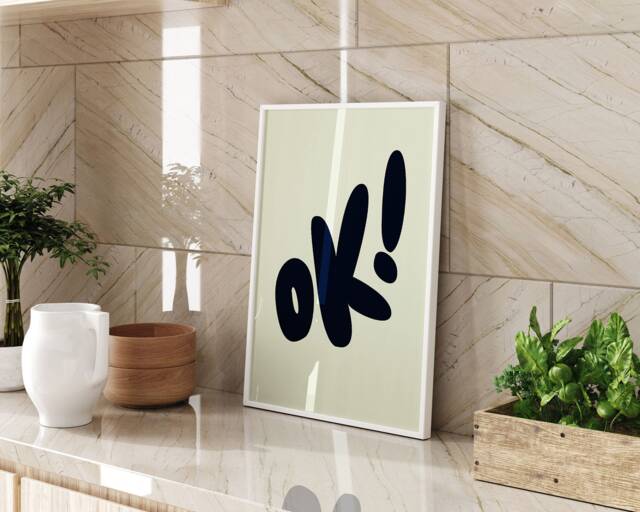 Typography Wall Art Print Ok Bubble Design Modern Minimalist Style Living Room Bedroom Office Decor Bold Statement Gift Idea - image 1
