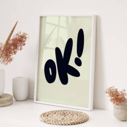 Typography Wall Art Print Ok Bubble Design Modern Minimalist Style Living Room Bedroom Office Decor Bold Statement Gift Idea - thumbnail 3