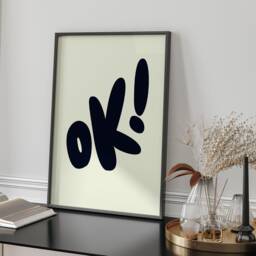Typography Wall Art Print Ok Bubble Design Modern Minimalist Style Living Room Bedroom Office Decor Bold Statement Gift Idea - thumbnail 2