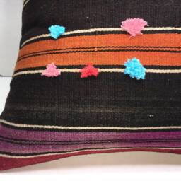 Vintage Turkish Kilim Pillow Cover, Handwoven Accent Cushion - 24x24 - thumbnail 3